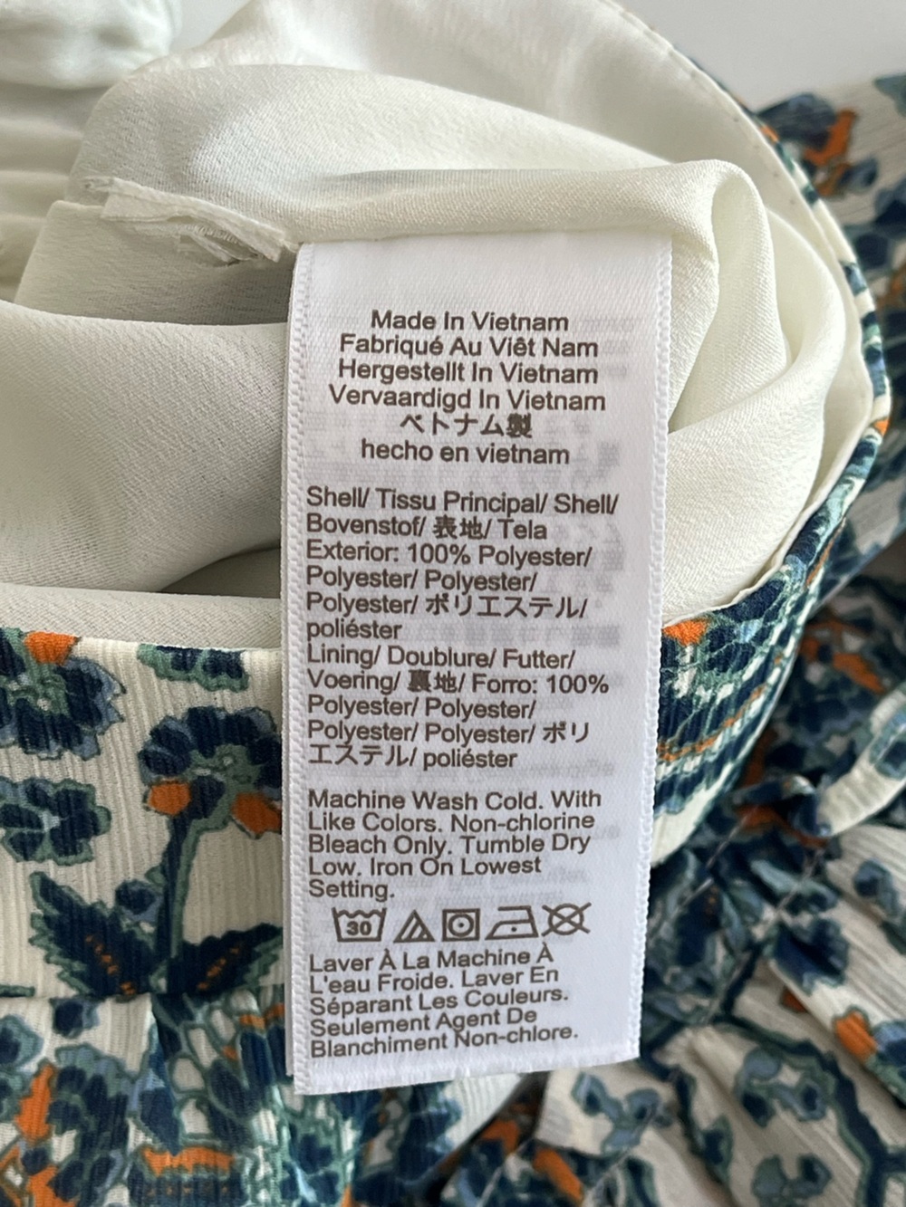 J Crew Printed Tiered Ruffle Skirt in White with Teal Boho Floral Motif Medium - Picture 3 of 3
